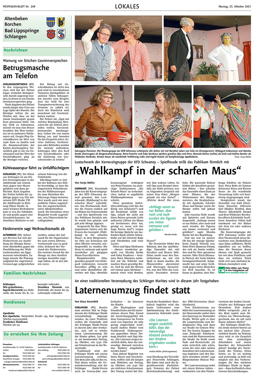 Artikel aus dem Westfalenblattn
